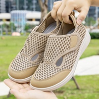 Chaussures décontractées toutes saisons à enfiler, avec empeigne en tissu maillé ajouré, semelle plate légère en EVA, modèle bas, pour la marche en extérieur et la détente