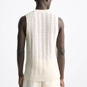 Conception personnalisée logo coton surdimensionné grande taille en gros sport été recadrée maille tricoté haut hommes <span class=keywords><strong>Crochet</strong></span> débardeur <span class=keywords><strong>gilet</strong></span> - Product Image 4