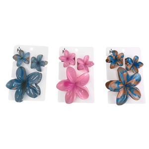 Set di Tre Mollette per Capelli Frangipani Bicolore Elettroplaccate, 2 per Colore - Product Image 1