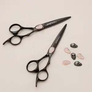 Hai Scissors Supplier Black Coated Barber Shears 6.0 Inch Scissors For Professional Hairdressers
