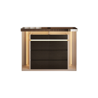 Buffet de luxe avec éclairage LED, dessus en verre ultra-blanc, 8 tiroirs, panneau en contreplaqué, écologique, durable, rangement pour salon