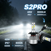 SunRise S2PRO H13 Auto-LED-Scheinwerfer 12V 48W 8000LM 6500K IP67 Wasserdicht Neue Hochleuchtkraft Plug & Play Universelle Passform
