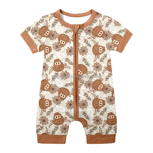 Offre Spéciale été Western impression conception personnalisée 95% bambou 5% Viscose une pièce dormeur bébé bambou Zippy Shorties pyjamas zippés - Product Image 6