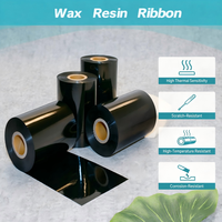 Cinta de Transferencia Térmica de Resina de Cera Premium, Cinta Negra TTR, Compatible con Impresoras de Códigos de Barras