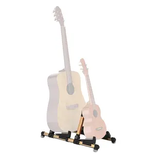 d gitaar akoestische bas Suppliers-Opvouwbare Dubbele Vloer Gitaar Stand Voor Akoestische Elektrische Muziekinstrument Universal Display