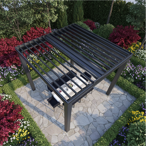 Pergola <span class=keywords><strong>en</strong></span> aluminium WishOutdoor Ws-180 avec toit à lames orientables - <span class=keywords><strong>Abri</strong></span> <span class=keywords><strong>de</strong></span> cuisine extérieur motorisé résistant au vent pour villas <span class=keywords><strong>de</strong></span> luxe et jardins - Product Image 1