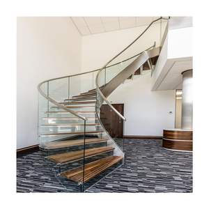 Escadas de nuevo diseño de fábrica 2024 con apariencia de moda escalera curva de estructura de madera de metal circular - Product Image 5