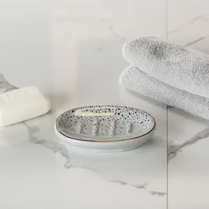 Conjunto de accesorios de baño de buena calidad, jabonera de cerámica de lujo con estampado personalizado