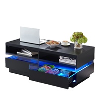 Table basse éclairée par LED avec rangement pour le salon, design en bois de luxe léger pour les petits espaces