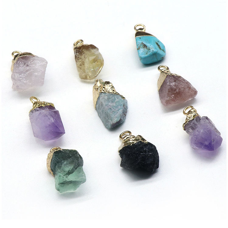 pendant raw rose quartz crystal