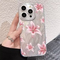 Coques de Téléphone Antichoc Luxe Fleurs pour iPhone 17 Air 16 15 Plus Pro Max 14 13 12 11 X – Housse de Protection Arrière Personnalisable avec Logo
