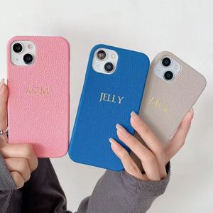 Étui de téléphone portable personnalisé GOINGOO en cuir véritable de luxe, antichoc, avec <span class=keywords><strong>initiales</strong></span>, pour 17/16/14/13 Pro Max, protection intégrale - Product Image 6