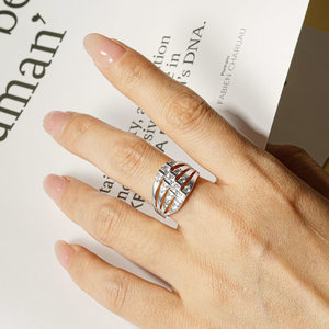 New Trendy Nhẫn <span class=keywords><strong>Brass</strong></span> Vàng-Mạ Zircon Phụ Nữ Đồ Trang Sức Thời Trang 3X3Mm & 2.2Mm Bốn Hàng Nhiều Lớp Vàng Bán Buôn Nhẫn Cho Phụ Nữ - Product Image 5