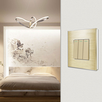Interrupteur à bouton-poussoir Touchmi 1/2/3 voies avec indicateur LED, cadre en aluminium noir, interrupteur mural