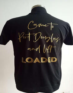 Camiseta <span class=keywords><strong>de</strong></span> Alta Calidad con Estampado <span class=keywords><strong>de</strong></span> Lámina Dorada Personalizada, Camisetas Negras <span class=keywords><strong>de</strong></span> Algodón Peinado con Estampado Brillante Dorado para Hombre - Product Image 5