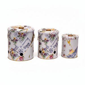 Ensemble de trois bacs en métal pour pomme de terre oignon et ail (3 pièces) Kintsugi veine d'or fleur Kint Sugi Design - Product Image 2