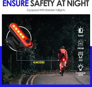 <span class=keywords><strong>Led</strong></span> xe đạp đèn cho đêm cưỡi phía trước và trở lại USB Sạc xe đạp đèn pha phía sau không thấm nước đuôi an toàn cảnh báo núi - Product Image 3