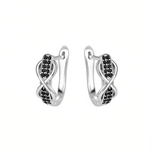 Pendientes Huggie de Oro Blanco E3108 con Cristales Geométricos y Engaste de Canal de Diamantes de Imitación, Joyería Minimalista para Mujer - Product Image 1