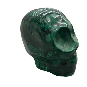 Hot Sale Various Natural Malachite SkullsHand Carved Crystal Healing Skulls For Halloween Party Gift LC081906