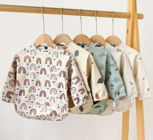 CE CPC证书60设计PU罩衫围兜婴儿围兜防水喂养长袖围裙支架接受定制 - Product Image 1