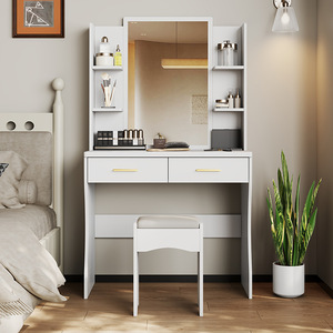 Kadın kızlar LED ışıkları ayna Vanity masa masası seti ile yatak odası için güç çıkışı küçük makyaj Vanity - Product Image 3