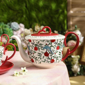 Vintage Style Pomegranate Ceramic <b>Tea</b> <b>Set</b> With <b>Pot</b> And Two Cups Heat Resisting For Couples <b>Tea</b> Time - Product Image 1