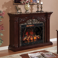 Cheminée électrique en bois massif de style américain avec manteau en marbre, pour salon, meuble décoratif d'entrée
