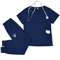 Ensembles de blouses professionnelles unies à fermeture éclair, en tissu Dobby acrylique, unisexe, pour hôpitaux, toilettage d'animaux et salons de beauté – Vente Flash