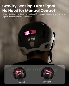Casque de vélo intelligent ILM pour adulte, visière ouverte, avec capteur G automatique, clignotants, avertisseur de freinage, lumière LED, visière teintée, certifié CE - Product Image 4