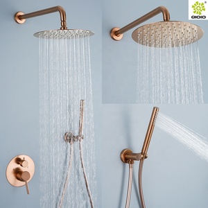 CUPC redondo de acero inoxidable 2022 para baño, conjunto de <span class=keywords><strong>ducha</strong></span> montado en la pared, mezclador de agua fría y caliente, oro pulido, superventas, 304 - Product Image 5
