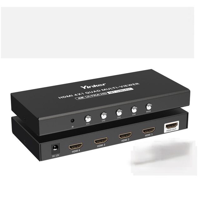 4K HDMI Multiviewer 4x1, Yinker 4K@30Hz Seamless HDMI Quad Switcher 4 in 1 Out for Security Camera, Gaming Consoles