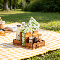 Porte-serviettes en bois massif moderne, support à condiments multi-compartiments avec tiroir coulissant pour salle à manger, cuisine, restaurant