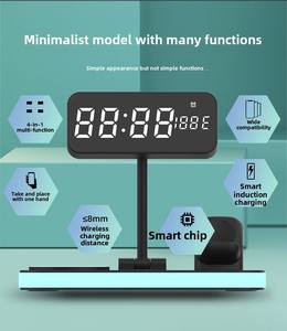 Lampe d'ambiance nocturne - Station de charge à <span class=keywords><strong>induction</strong></span> facile <span class=keywords><strong>20W</strong></span> pour plusieurs appareils, multifonctionnelle 4-en-1, <span class=keywords><strong>chargeur</strong></span> sans fil 9V/3A 12V/3A - Product Image 3