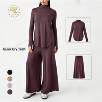 Survêtement islamique pour femme, personnalisable en usine, avec pantalon long à taille ajustable et haut à col mi-haut, séchage rapide, pour le sport