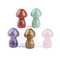 Statues de champignons créatives en pierres précieuses naturelles de 35 mm, sculptées à la main, cristaux de guérison pour la décoration de bureau