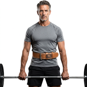 Ceinture de musculation en cuir de vachette robuste avec boucle, soutien dorsal antidérapant, unisexe, pour entraînement fitness et cyclisme, logo personnalisé disponible - Product Image 1