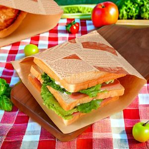 100pcs Brown Kraft Waffle <b>Paper</b> Grocery Biscuit Bag Oil-Proof Triangular Snack L-Shaped Double-Open Packaging Coated for <b>Food</b> - Product Image 1