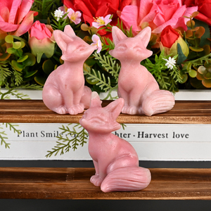 Sculpture de renard en cristal de 8 cm, sculptée à la main, pierre naturelle de guérison, opale rose, animaux en cristal, sculpture pour cadeaux - Product Image 2