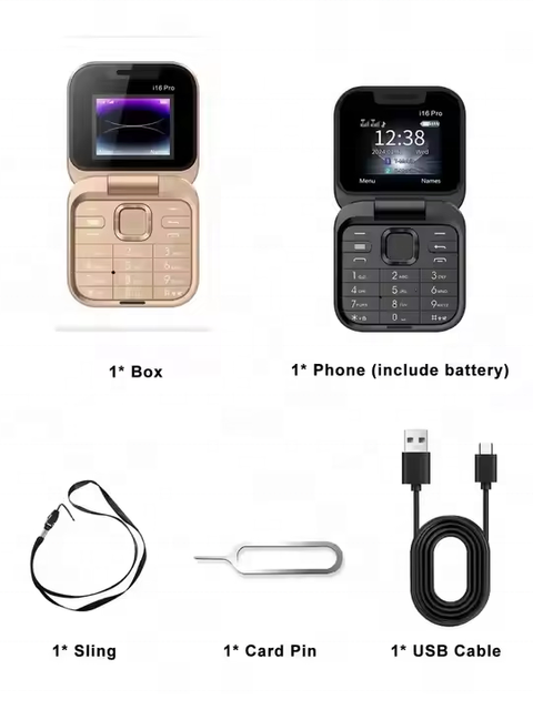 I16 Pro MIni Mobile Phone 2G GSM Dual SIM Card Speed Dial Video Player Magic Voice 3.5mm Jack FM Small Fold Cellphone
