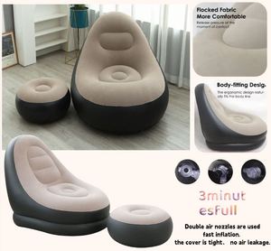 Eco Pvc Set Footrest Lazy Flocking Air <b>Sofa</b> Chair Living Room Furniture Lounge <b>Inflatable</b> Backrest Recliner - Product Image 3