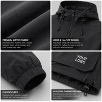 Veste pull personnalisée pour homme, coupe-vent léger, imperméable, anorak à fermeture éclair quart, fabricant OEM ODM