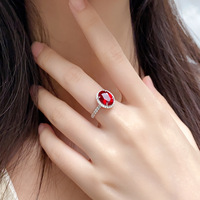 Bague en argent sterling S925 de la fabrique de bijoux MuShan, rubis de laboratoire en forme d'œuf, rouge sang de pigeon