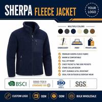 Veste en polaire Sherpa épaisse et chaude pour homme, style Teddy Bear, avec col montant et logo frontal, idéale pour l'hiver