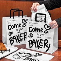 Sac en Papier Kraft Personnalisé pour Restauration Rapide, Boulangerie, Pâtisserie, Livraison, Gâteau, Dessert, Pain, Emballage à Emporter