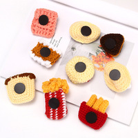 Aimants de réfrigérateur faits main au crochet en forme de nourriture : Toast, Pizza, Frites, Popcorn, Gâteau, Œuf. Décoration de cuisine magnétique. Vente en gros, Cadeau.