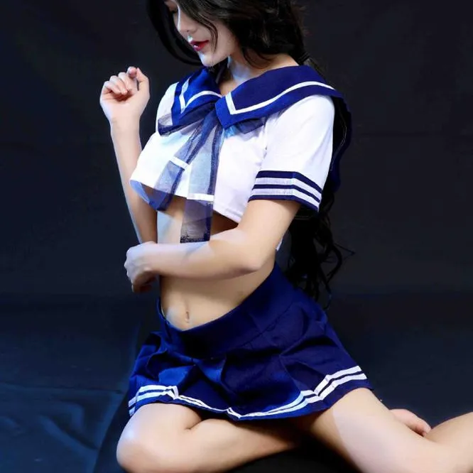 Women 3PCS Sexy Lingerie School Girl Uniform Skirt Role Play Costume Outfits Cosplay Clothes