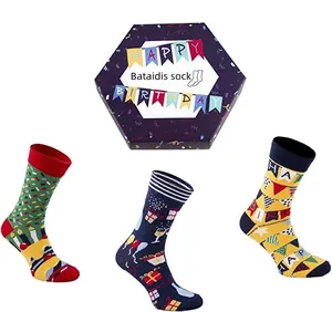 Unisex Spaß Geburtstag Socken Box Geschenk personal isierte Socken mit benutzer definierten Logo und Design Modetrends