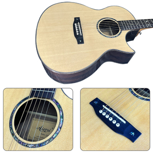 Fábrica de China al por mayor de 6 cuerdas famosa marca Aiersi material de palisandro sólido superior guitarra acústica eléctrica - Product Image 5