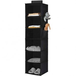 Collapsible Fabric Hanging Closet Organizer, 6-<b>Shelf</b> Closet Hanging Storage with Side Pockets for Clothes - Product Image 6