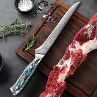 Couteau à désosser en acier damas japonais de 5.5 pouces, couperet de cuisine en acier au carbone, filet de poulet, poisson, volaille, viande tranchante incurvée